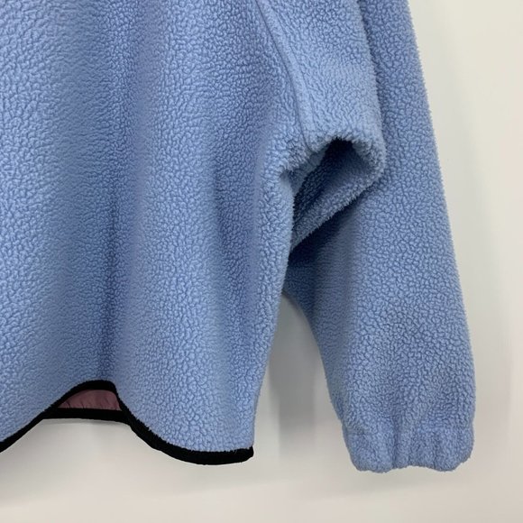 American Eagle Jacket Blue Sherpa Button Snap Mock Neck Zip Pocket - Picture 14 of 14